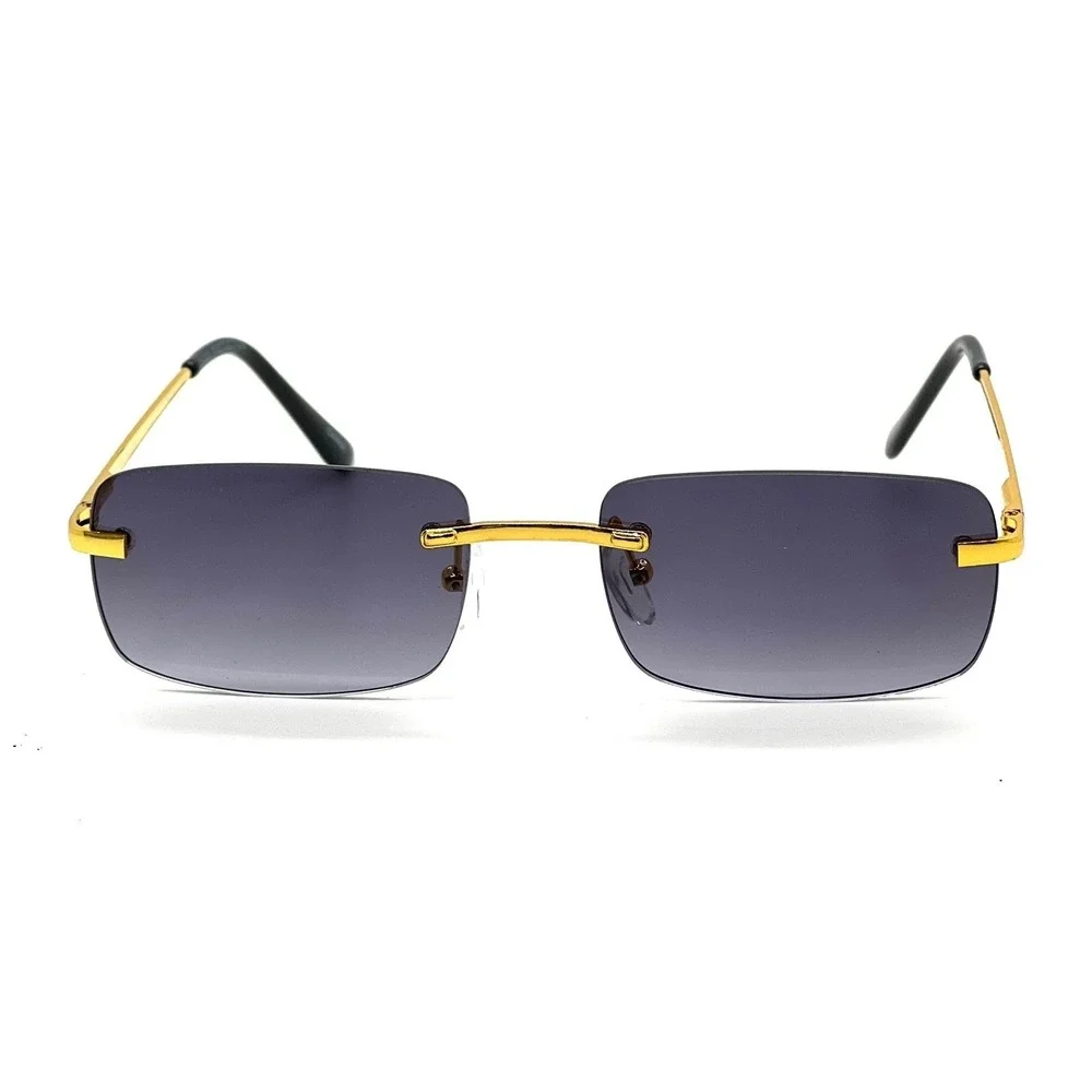 Rimless Sunglasses Gold Frame Black Lens Rectangle Fashion Sun Glasses Women New